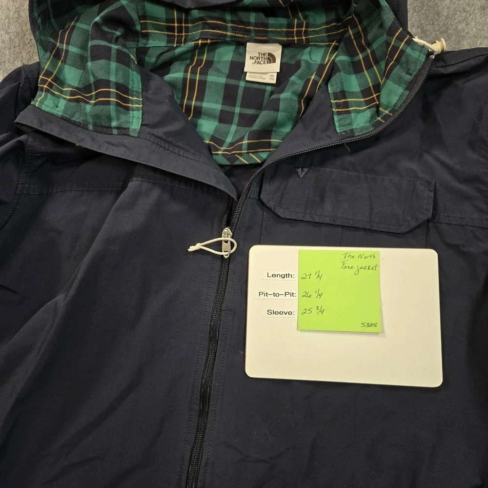 The North Face Jacket Mens 2XL Blue Hooded Flannel‎ Lined Windbreaker NF0A4QZJ